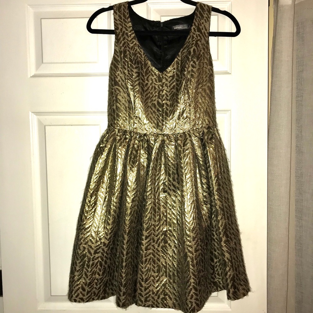 Kenzie Gold/Tweed Cocktail Dress